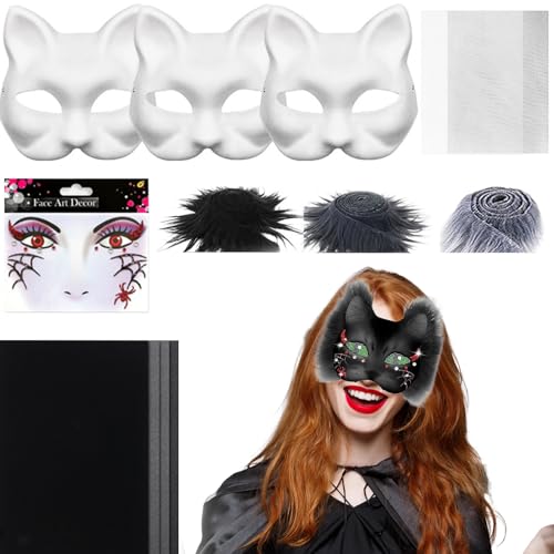 Pzuryhg Katzenmasken Basis, Masken-Bastelset, Zubehör-Set Mit Mesh- Und Filzblättern Für Handwerkskunst Zu Karneval Cosplay Festen Pzuryhg Katzenmasken Basis, Masken-Bastelset, Zubehör-Set Mit Mesh- Und Filzblättern Für Handwerkskunst Zu Karneval Cosplay Festen von Pzuryhg