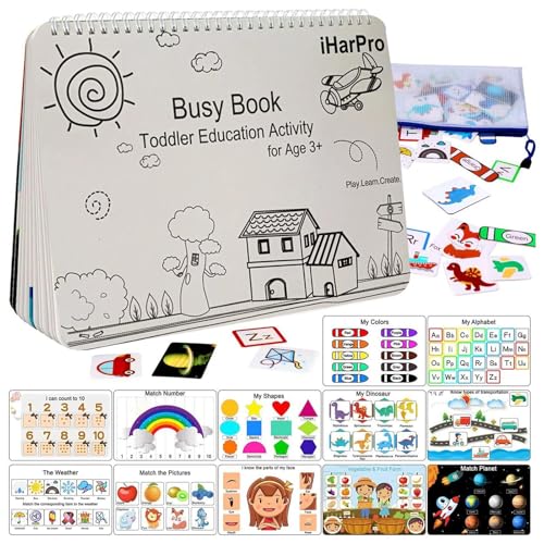 Pzuryhg Sensory Education Toy, 12-Page Toddler Preschool Activity Binder, Preschool Learning Book, Kindergarten Learning Activities for Kids Ages 3-5 Fine Motor Skills von Pzuryhg