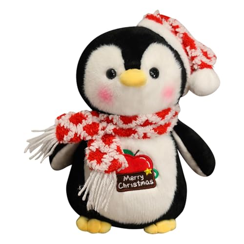 Pzuryhg Süßes Geschenk für Kinder, Pinguin-Plüschtier, ausgestopfter Schal-Pinguin, Cartoon-Pinguin-Stofftierpuppe mit Hut, süßes Pinguin-Plüschtier für Kinder, 25 cm von Pzuryhg