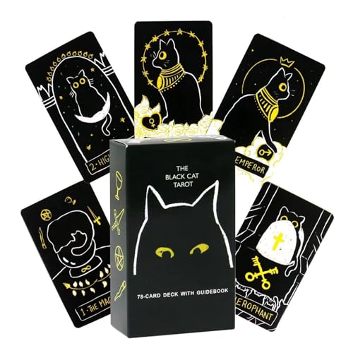 Pzuryhg Tarot Cards, Family Gathering Tarot, Black Cat Cards, Mystical Tarot Deck, Divination Card Set, Portable Tarot Cards, Fun Tarot Cards, Mystical Tarot Cards for Gathering Entertainment von Pzuryhg