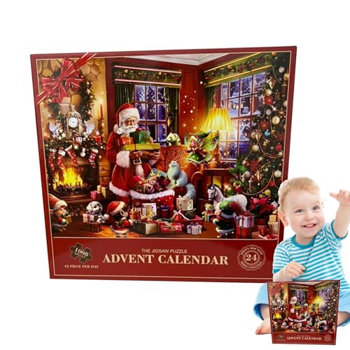 Pzuryhg Weihnachts-Countdown-Kalender, 24-Tage-Weihnachts-Countdown-Kalender 2024, 1008-teilige Überraschungspuzzle-blindboxs, Desktop-Adventskalender Für Heimbüro-Raumdekoration, Adventskalender von Pzuryhg