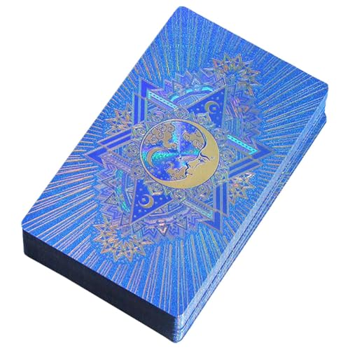 Tarotkarten, Goldfolien-Tarotkarten, 80 Stück, 12 x 7 cm, Original-Tarotkarten, Anfänger-Tarot, Wahrsagungswerkzeuge, PET-Wahrsager-Spiel, Tarot-Lesekarten für Kinder und Erwachsene von Pzuryhg