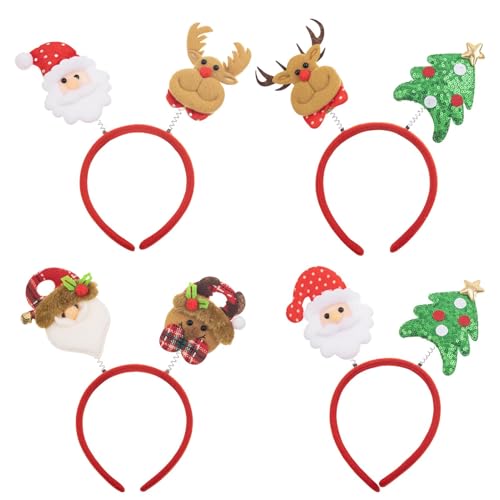 Weihnachts-Stirnband für Damen, 4 x Weihnachtskostüm-Haarbänder, Tierohren-Haarband, Weihnachts-Stirnband, Weihnachtsfeier-Zubehör für Weihnachtsfeiertage von Pzuryhg