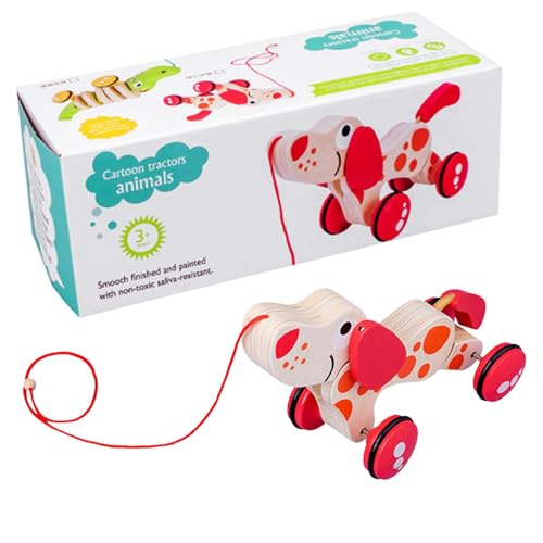 Wooden Pull Toys | Toddler Pull-Along Puppy Walking Toy | Developmental Push & Pull Wooden Toy with String, Classic Toddler Toy for Boys & Girls, Durable Early Learning Toy for Walking Practice von Pzuryhg