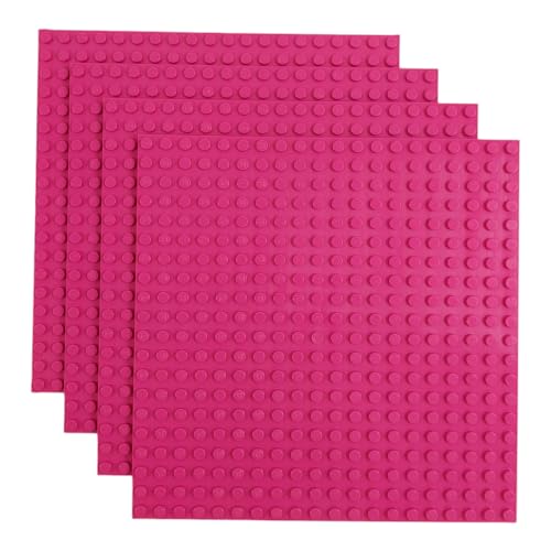 Q-Bricks Classic Bauplatten | 20x20 Noppenanzahl | 16 * 16 cm | Kompatibel mit Meisten Marken | 4 STK. im Set | Farbe: Magenta von Q-Bricks