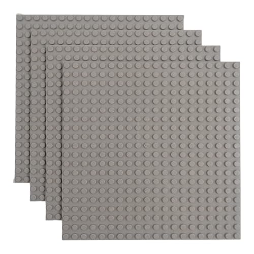 Q-BRICKS 4 STK. Bauplatten | 20x20 Noppenanzahl | 16 * 16 cm | Kompatibel mit Meisten Marken | Fenstergrau 411 von Q-BRICKS