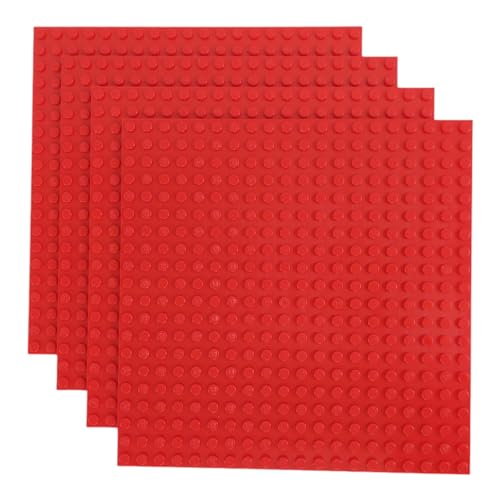 Q-Bricks Classic Bauplatten | 20x20 Noppenanzahl | 16 * 16 cm | Kompatibel mit Meisten Marken | 4 STK. im Set | Farbe: Feuerrot von Q-Bricks