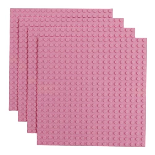 Q-Bricks Classic Bauplatten | 20x20 Noppenanzahl | 16 * 16 cm | Kompatibel mit Meisten Marken | 4 STK. im Set | Farbe: Hellrosa von Q-Bricks