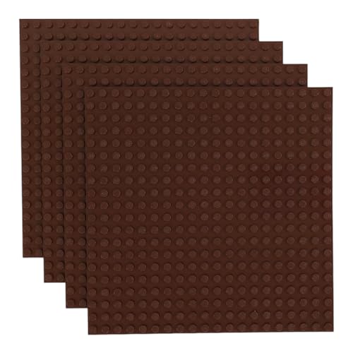 Q-Bricks Classic Bauplatten | 20x20 Noppenanzahl | 16 * 16 cm | Kompatibel mit Meisten Marken | 4 STK. im Set | Farbe: Nussbraun von Q-Bricks