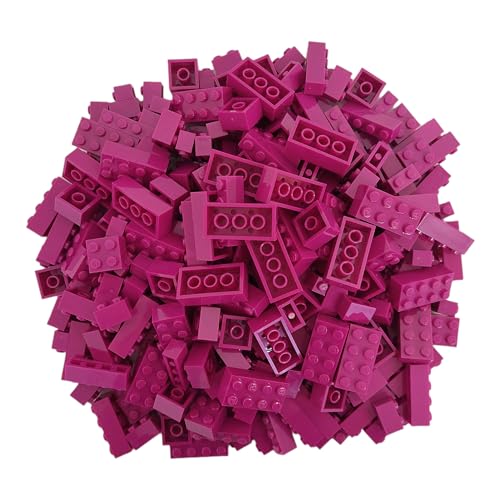 Q-Bricks Box 300Stck. Unicolor Bausteine in 5 Standardformaten: 2X4, 1X4, 2X2, 1X2 e 1X1 Noppen, Verkehrspurpur 624 von Q-Bricks