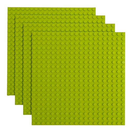 Q-Bricks Classic Bauplatten | 20x20 Noppenanzahl | 16 * 16 cm | Kompatibel mit Meisten Marken | 4 STK. im Set | Farbe: Grassgrün von Q-Bricks