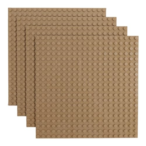 Q-Bricks Classic Bauplatten | 20x20 Noppenanzahl | 16 * 16 cm | Kompatibel mit Meisten Marken | 4 STK. im Set | Farbe: Graubeige von Q-Bricks