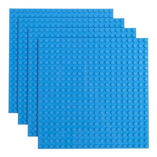 Q-Bricks Classic Bauplatten | 20x20 Noppenanzahl | 16 * 16 cm | Kompatibel mit Meisten Marken | 4 STK. im Set | Farbe: Lichtblau von Q-Bricks