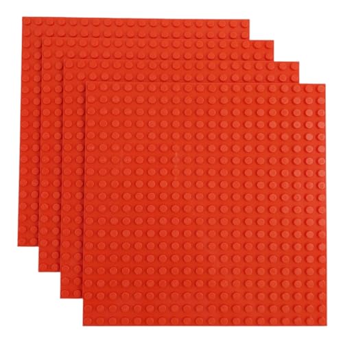 Q-Bricks Classic Bauplatten | 20x20 Noppenanzahl | 16 * 16 cm | Kompatibel mit Meisten Marken | 4 STK. im Set | Farbe: Reinorange von Q-Bricks