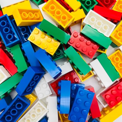 Q-Bricks Klassisches 2x4 Bausteine-Set | 200 Bausteine in 5 Grundfarben | Vollständig kompatibel | Hergestellt in der EU von Q-Bricks