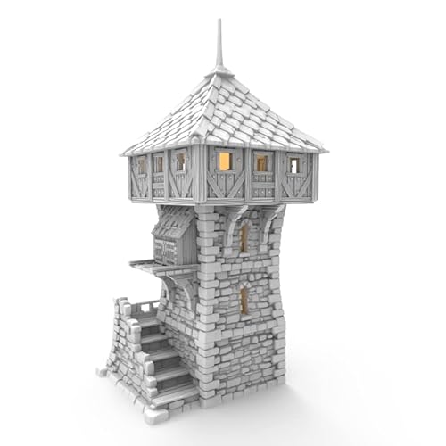 QP3D Kampfverteidigungsturm, ruiniertes Baugelände, Wandlandschaft für Tischplatte und RPG, 28–32 mm, Miniaturen, Kriegsspiel-Requisiten, DND D&D, 3D-gedruckt und bemalbar von Q P Quality Printing 3D