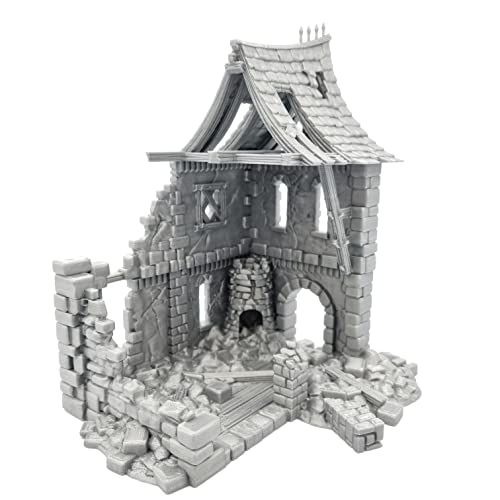 QP3D - Battle Ruined Medieval Building - Fantasy House Terrain Scenery for Tabletop & RPG 28-32mm Miniatures Wargame Props DnD D&D, 3D Printed and Paintable von Q P Quality Printing 3D