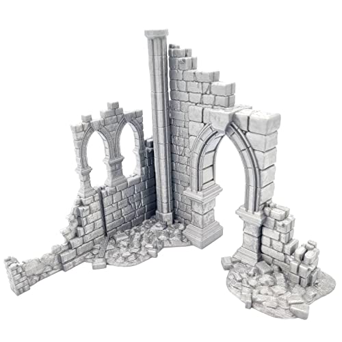 QP3D - Battle Ruined Building Wall, Terrain Scenery for Tabletop & RPG 28-32mm Miniatures Wargame Props DND D&D, 3D Printed and Paintable von Q P Quality Printing 3D