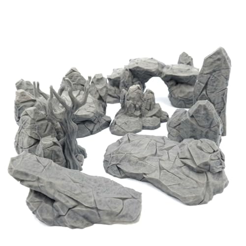 QP3D Fantasy 7 Rocks Set – Geländelandschaft für Tischplatte und RPG, 28–32 mm, Miniaturen, Kriegsspiele, Requisiten DND D&D, 3D-gedruckt und bemalbar von Q P Quality Printing 3D