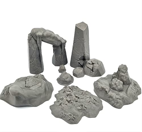 QP3D – Frozen Rocks Stone Bundle kompatibel mit Frozenheim – Fantasy Scatter Terrain Scenery für Tischplatte & RPG 28–32 mm Miniaturen Wargame Props DnD D&D, 3D gedruckt und lackierbar von Q P Quality Printing 3D