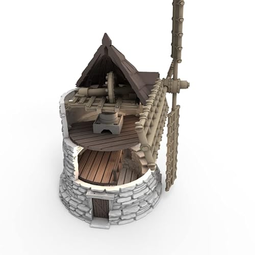 QP3D – Mittelalterliche Windmühle – Fantasy Battle House Terrain Landschaft für Tischplatte & RPG 28–32 mm Miniaturen Wargame Requisiten DnD D&D, 3D gedruckt und lackierbar von Q P Quality Printing 3D