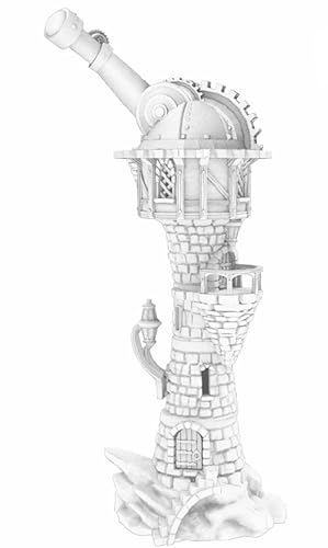 QP3D – Wizard's Tower Watchman's Terrain Scenery für Tischplatte & RPG 28–32 mm Miniaturen Wargame Props DnD D&D, 3D gedruckt und lackierbar (Observatory Tower) von Q P Quality Printing 3D