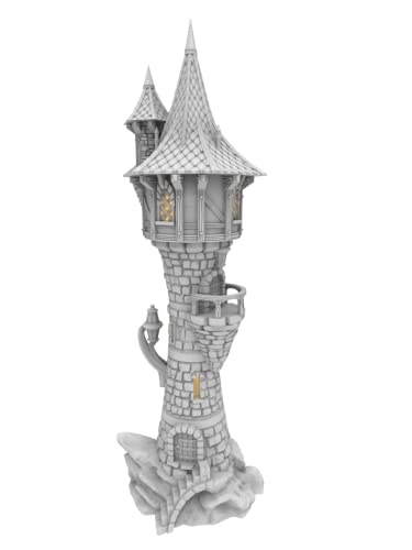 QP3D - Wizard's Rapunzel Tower Watchman's Terrain Scenery for Tabletop & RPG 28-32mm Miniatures Wargame Props DND D&D, 3D Printed and Paintable (Tower) von Q P Quality Printing 3D