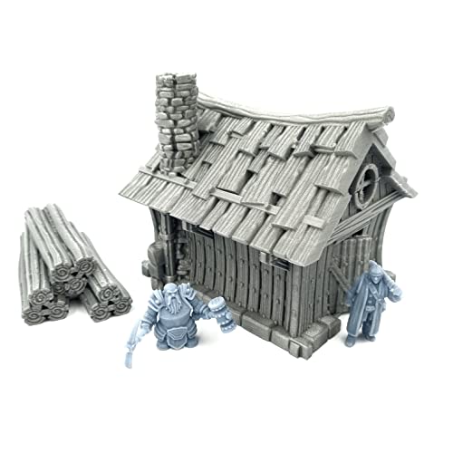 QP3D – Zwerghüttenhaus – Fantasy-Kampfbau-Gelände Landschaft für Tischplatte und RPG, 28–32 mm, Miniaturen, Kriegsspiel-Requisiten, DND D&D, 3D-gedruckt und bemalbar von Q P Quality Printing 3D