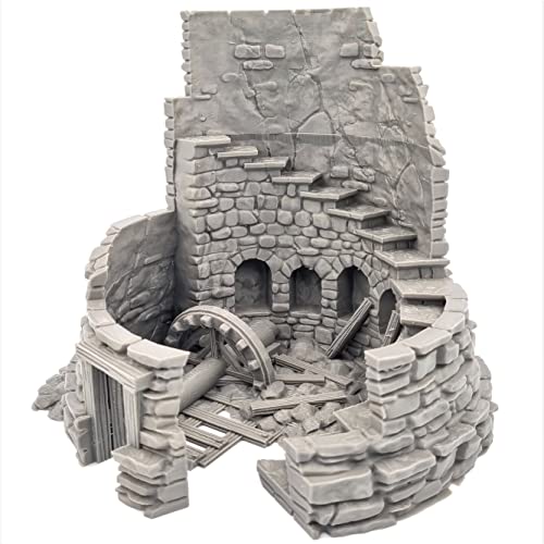 QP3D – Ruinierte Mittelalterliche Windmühle – Fantasy Battle House Terrain Landschaft für Tischplatte & RPG 28–32 mm Miniaturen Wargame Requisiten DND D&D, 3D gedruckt und lackierbar von Q P Quality Printing 3D