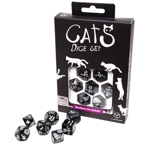 Q-Workshop 96284 Cats Modern Dice Set: Waffle (7) Cardgame, one size von Q Workshop