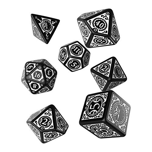 Q-Workshop STC05 - Steampunk Clockwork Black & white Dice Set (7) von Q Workshop