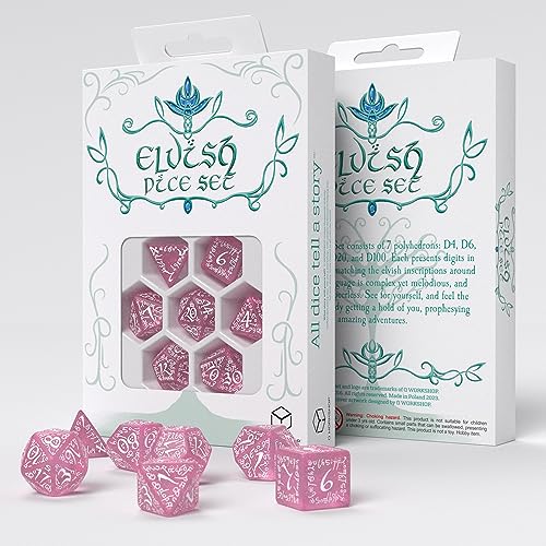 Elvish Shimmering pink & White Dice Set von Q Workshop