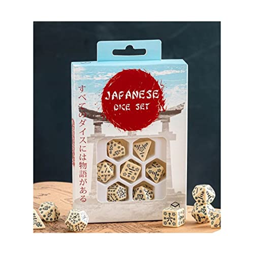 Q-Workshop 89506 Japanese Dice Set – Last Words Stone (7) Cardgame, Mehrfarbig von Q Workshop