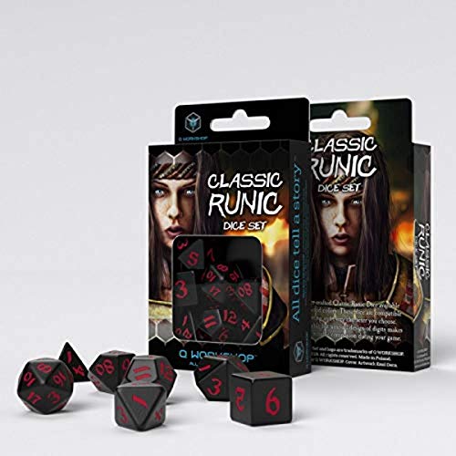 Q-Workshop CLR06 - Classic Runic Black/Red Dice Set (7) von Q Workshop