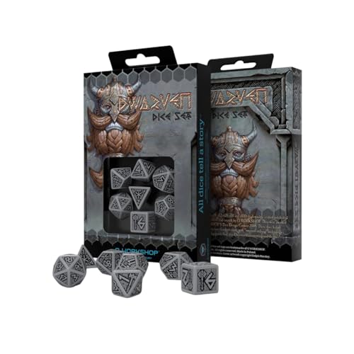 Q-Workshop DWA12 - Dwarven Dice Gray/Black (7) von Q Workshop