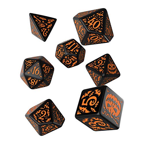 Q-Workshop HAP69 - Halloween Pumpkin Black & orange Dice Set (7) von Q Workshop