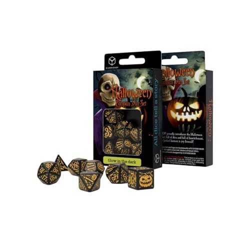 Q-Workshop QWOHAP4F Halloween Pumpkin – Jack O'Lantern Dice Set (7) von Q Workshop