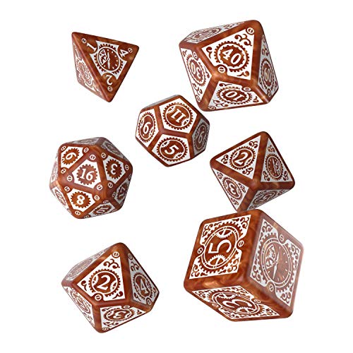 Q-Workshop STC72 - Steampunk Clockwork Caramel & white Dice Set (7) von Q Workshop