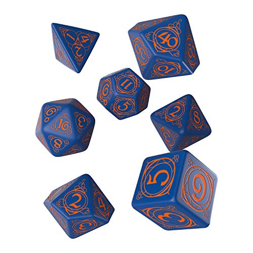 Q-Workshop WIZ90 - Wizard Dark-blue & orange Dice Set (7) von Q Workshop