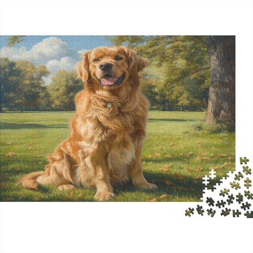 Golden Retriever Puzzle 1000 Teile Erwachsene, Puzzlespiel Jigsaw Puzzles Erwachsenen Puzzlespiel Puzzel 1000pcs (75x50cm) von QADDKRTEV