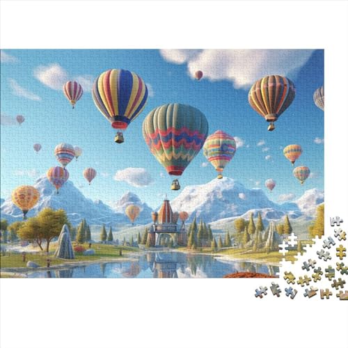 Heißluftballon Puzzle 1000 Teile Legespiel Schwierigkeitsgrad Logikspiel Bunte Heißluftballons Kinder Puzzle Entspannung Durch Puzzeln Grips-Spiel 1000pcs (75x50cm) von QAHSWIALN