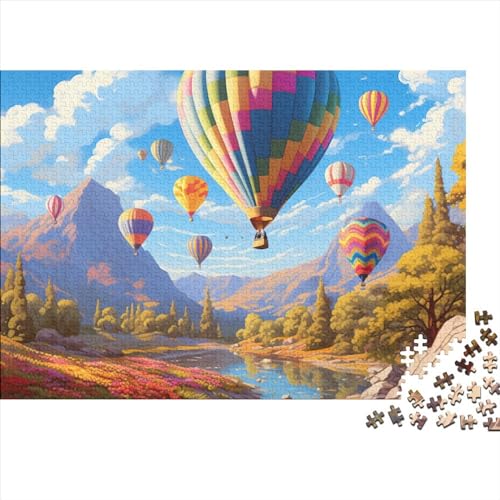 Heißluftballon Puzzle 1000 Teile Puzzle-Herausforderung Geduldsspiel Familienspaß Bunte Heißluftballons Geistige Herausforderung Herausfordernde Unterhaltung Grips-Spiel 1000pcs (75x50cm) von QAHSWIALN