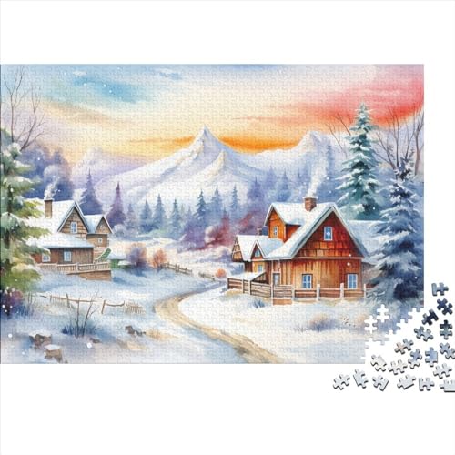 Romantische Stadt Puzzle 1000 Teile Puzzle-Herausforderung Geduldsspiel Romantische Winterstadt Herausfordernde Entspannung Durch Puzzeln Zeitvertreib Für Alle Altersgruppen 1000pcs (75x50cm) von QAHSWIALN