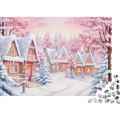 Romantische Stadt Puzzle 1000 Teile Puzzle-Herausforderung Geduldsspiel Romantische Winterstadt Herausfordernde Geistige Herausforderung Herausfordernde Unterhaltung Grips-Spiel 1000pcs (75x50cm) von QAHSWIALN