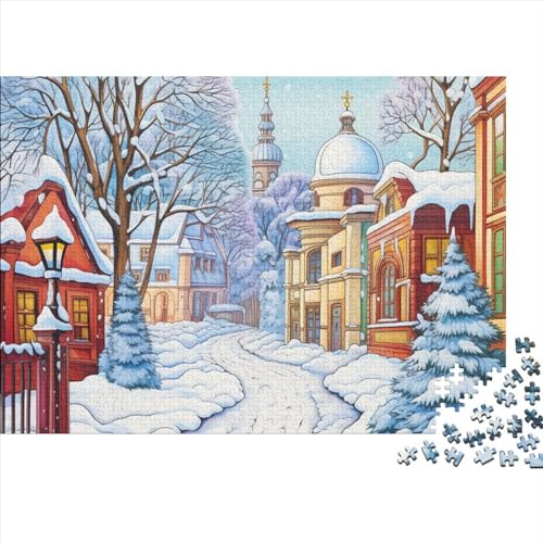 Romantische Stadt Puzzle 1000 Teile Puzzle-Herausforderung Puzzle-Kunstwerk Herausfordernde Geistige Romantische Winterstadt Herausforderung Herausfordernde Unterhaltung Grips-Spiel 1000pcs (75x50cm) von QAHSWIALN