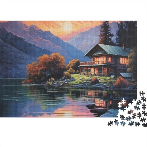 Seen Puzzle 1000 Teile Puzzle-Herausforderung Geduldsspiel Logikspiel Geistige Herausforderung Seen bei Sonnenuntergang Herausfordernde Unterhaltung Grips-Spiel 1000pcs (75x50cm) von QAHSWIALN