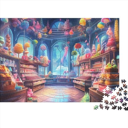 Süßwarenladen Puzzle 1000 Teile Legespiel Schwierigkeitsgrad Logikspiel Gemütlicher Dessert Shop Herausfordernde Unterhaltung Zeitvertreib Für Alle Altersgruppen 1000pcs (75x50cm) von QAHSWIALN