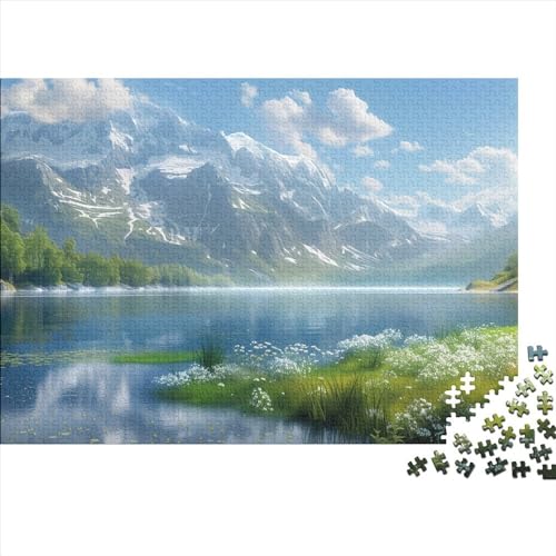 Verschneite Berge Puzzle 1000 Teile Legespiel Schwierigkeitsgrad Familienspaß Seen und Schneeberge Geistige Herausforderung Entspannung Durch Puzzeln Grips-Spiel 1000pcs (75x50cm) von QAHSWIALN