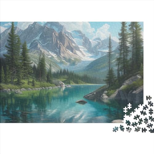 Verschneite Berge Puzzle 1000 Teile Legespiel Schwierigkeitsgrad Logikspiel Seen und Schneeberge Entspannung Durch Puzzeln Grips-Spiel 1000pcs (75x50cm) von QAHSWIALN