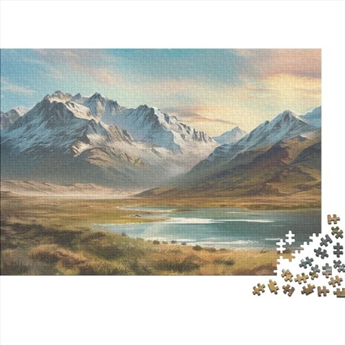 Verschneite Berge Puzzle 1000 Teile Puzzle-Herausforderung Puzzle-Kunstwerk Seen und Schneeberge Entspannung Durch Puzzeln Grips-Spiel 1000pcs (75x50cm) von QAHSWIALN